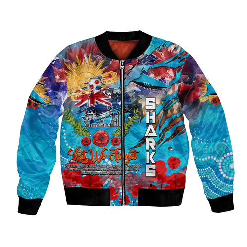 Personalised Australia Rugby Sharks ANZAC Bomber Jacket Cronulla-Sutherland Scratch Style