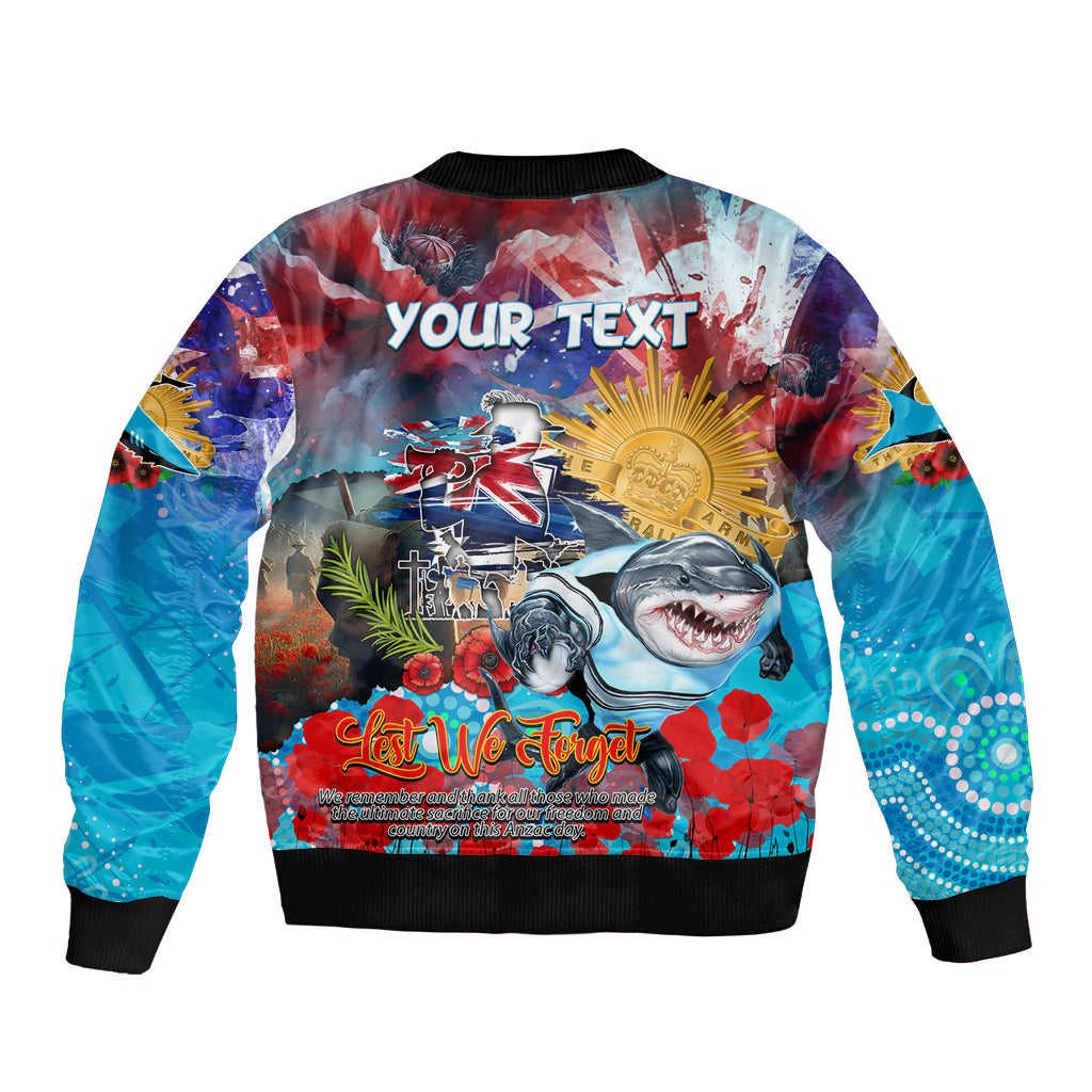 Personalised Australia Rugby Sharks ANZAC Bomber Jacket Cronulla-Sutherland Scratch Style