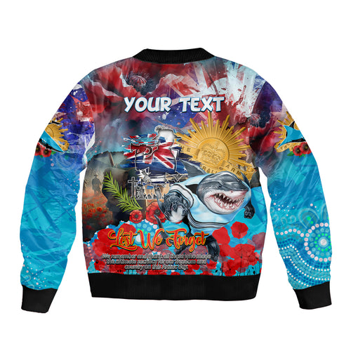 Personalised Australia Rugby Sharks ANZAC Bomber Jacket Cronulla-Sutherland Scratch Style