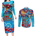 Personalised Australia Rugby Sharks ANZAC Couples Matching Long Sleeve Bodycon Dress and Long Sleeve Button Shirt Cronulla-Sutherland Scratch Style