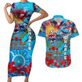 Personalised Australia Rugby Sharks ANZAC Couples Matching Short Sleeve Bodycon Dress and Hawaiian Shirt Cronulla-Sutherland Scratch Style