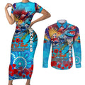 Personalised Australia Rugby Sharks ANZAC Couples Matching Short Sleeve Bodycon Dress and Long Sleeve Button Shirt Cronulla-Sutherland Scratch Style