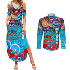 Personalised Australia Rugby Sharks ANZAC Couples Matching Summer Maxi Dress and Long Sleeve Button Shirt Cronulla-Sutherland Scratch Style