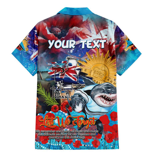 Personalised Australia Rugby Sharks ANZAC Family Matching Mermaid Dress and Hawaiian Shirt Cronulla-Sutherland Scratch Style