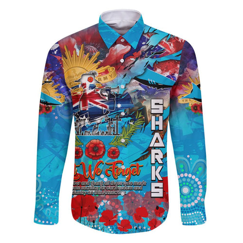 Personalised Australia Rugby Sharks ANZAC Family Matching Mermaid Dress and Hawaiian Shirt Cronulla-Sutherland Scratch Style