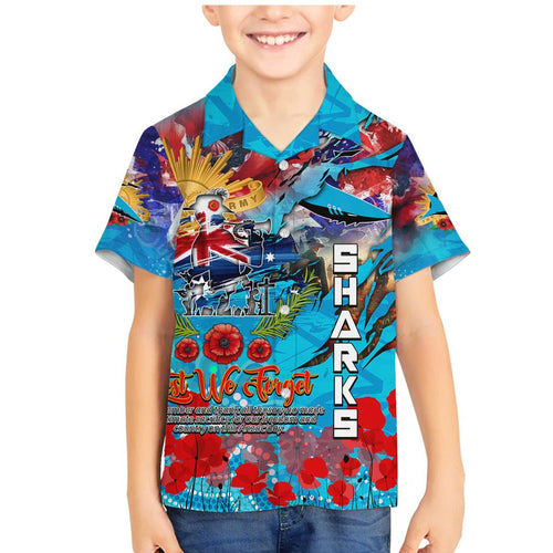 Personalised Australia Rugby Sharks ANZAC Family Matching Mermaid Dress and Hawaiian Shirt Cronulla-Sutherland Scratch Style