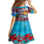 Personalised Australia Rugby Sharks ANZAC Family Matching Off Shoulder Short Dress and Hawaiian Shirt Cronulla-Sutherland Scratch Style