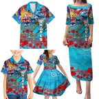 Personalised Australia Rugby Sharks ANZAC Family Matching Puletasi and Hawaiian Shirt Cronulla-Sutherland Scratch Style