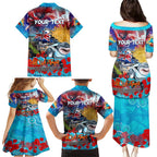 Personalised Australia Rugby Sharks ANZAC Family Matching Puletasi and Hawaiian Shirt Cronulla-Sutherland Scratch Style