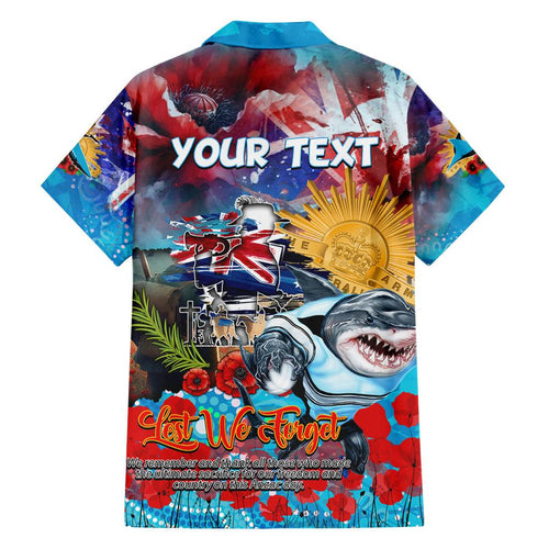 Personalised Australia Rugby Sharks ANZAC Family Matching Puletasi and Hawaiian Shirt Cronulla-Sutherland Scratch Style