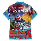 Personalised Australia Rugby Sharks ANZAC Family Matching Short Sleeve Bodycon Dress and Hawaiian Shirt Cronulla-Sutherland Scratch Style