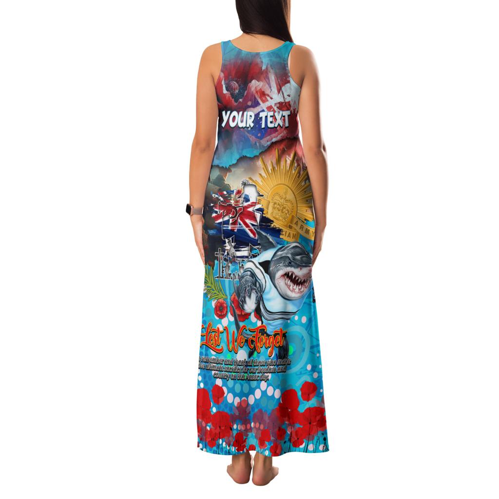 Personalised Australia Rugby Sharks ANZAC Family Matching Tank Maxi Dress and Hawaiian Shirt Cronulla-Sutherland Scratch Style