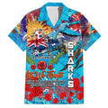 Personalised Australia Rugby Sharks ANZAC Hawaiian Shirt Cronulla-Sutherland Scratch Style