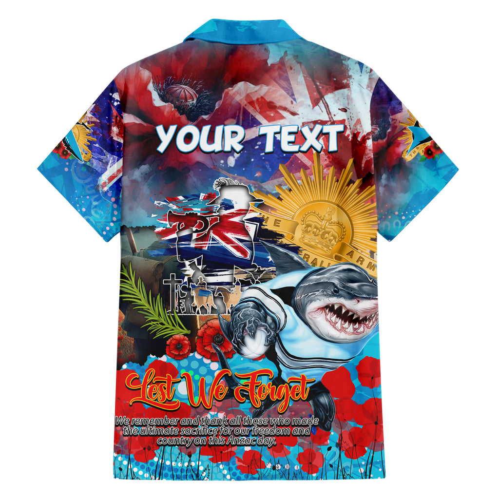 Personalised Australia Rugby Sharks ANZAC Hawaiian Shirt Cronulla-Sutherland Scratch Style