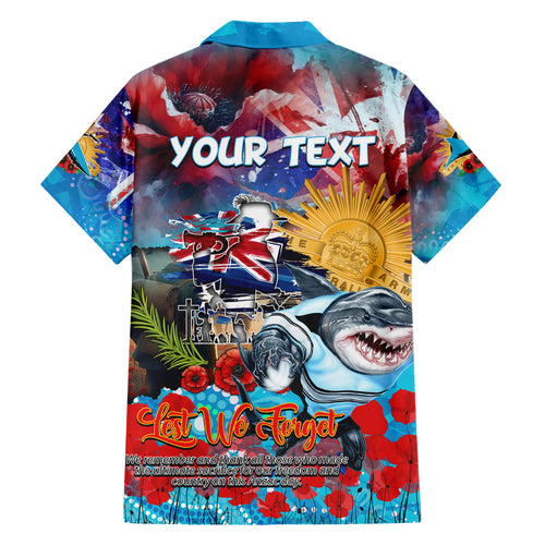 Personalised Australia Rugby Sharks ANZAC Hawaiian Shirt Cronulla-Sutherland Scratch Style