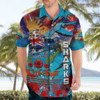 Personalised Australia Rugby Sharks ANZAC Hawaiian Shirt Cronulla-Sutherland Scratch Style