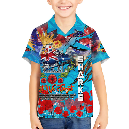 Personalised Australia Rugby Sharks ANZAC Hawaiian Shirt Cronulla-Sutherland Scratch Style