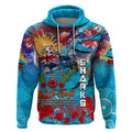 Personalised Australia Rugby Sharks ANZAC Hoodie Cronulla-Sutherland Scratch Style