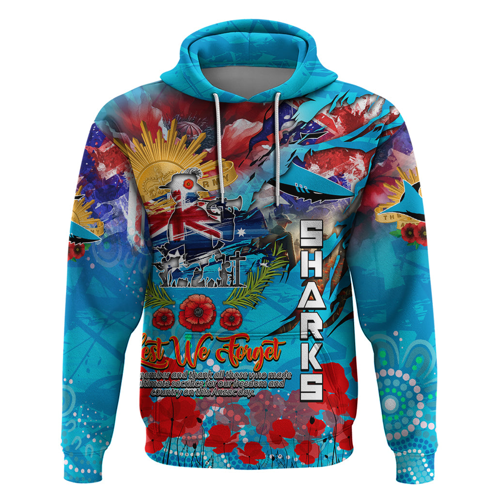 Personalised Australia Rugby Sharks ANZAC Hoodie Cronulla-Sutherland Scratch Style