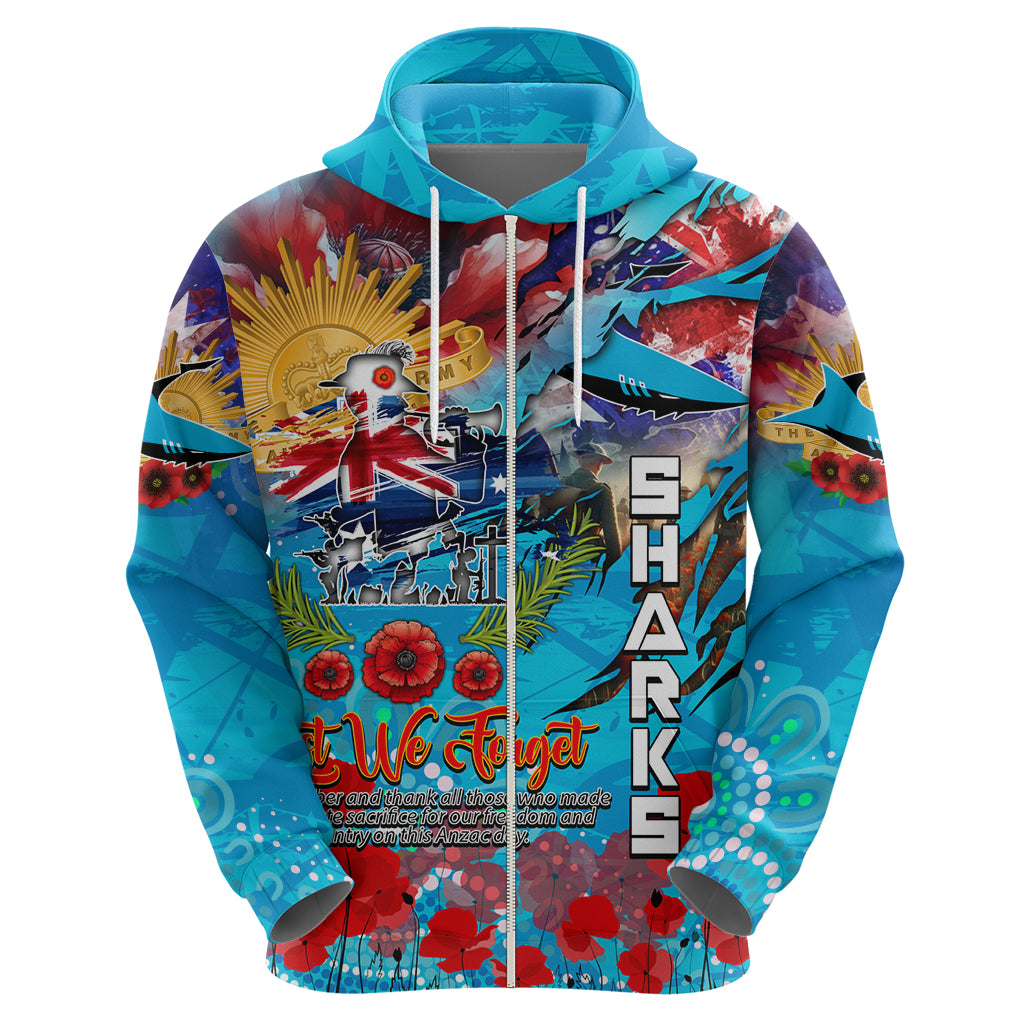 Personalised Australia Rugby Sharks ANZAC Hoodie Cronulla-Sutherland Scratch Style