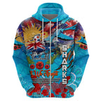 Personalised Australia Rugby Sharks ANZAC Hoodie Cronulla-Sutherland Scratch Style