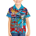 Personalised Australia Rugby Sharks ANZAC Kid Hawaiian Shirt Cronulla-Sutherland Scratch Style