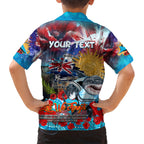 Personalised Australia Rugby Sharks ANZAC Kid Hawaiian Shirt Cronulla-Sutherland Scratch Style