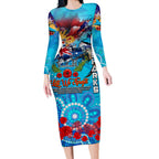 Personalised Australia Rugby Sharks ANZAC Long Sleeve Bodycon Dress Cronulla-Sutherland Scratch Style