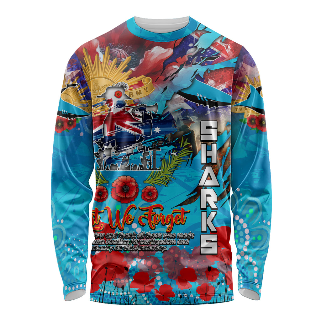 Personalised Australia Rugby Sharks ANZAC Long Sleeve Shirt Cronulla-Sutherland Scratch Style