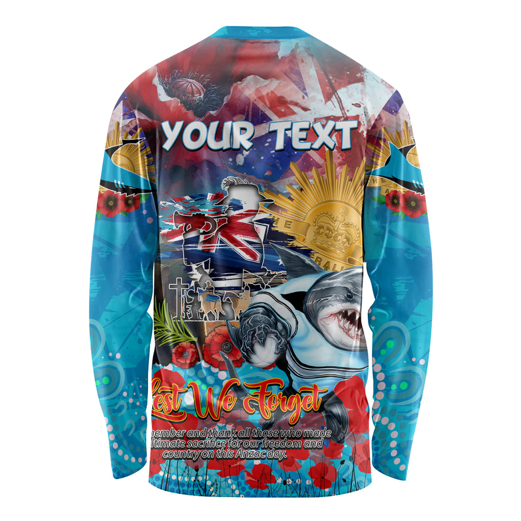 Personalised Australia Rugby Sharks ANZAC Long Sleeve Shirt Cronulla-Sutherland Scratch Style