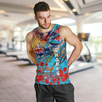 Personalised Australia Rugby Sharks ANZAC Men Tank Top Cronulla-Sutherland Scratch Style