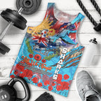 Personalised Australia Rugby Sharks ANZAC Men Tank Top Cronulla-Sutherland Scratch Style