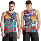 Personalised Australia Rugby Sharks ANZAC Men Tank Top Cronulla-Sutherland Scratch Style