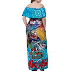 Personalised Australia Rugby Sharks ANZAC Off Shoulder Maxi Dress Cronulla-Sutherland Scratch Style