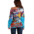 Personalised Australia Rugby Sharks ANZAC Off Shoulder Sweater Cronulla-Sutherland Scratch Style