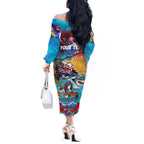 Personalised Australia Rugby Sharks ANZAC Off The Shoulder Long Sleeve Dress Cronulla-Sutherland Scratch Style