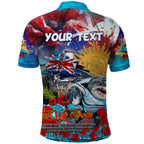 Personalised Australia Rugby Sharks ANZAC Polo Shirt Cronulla-Sutherland Scratch Style