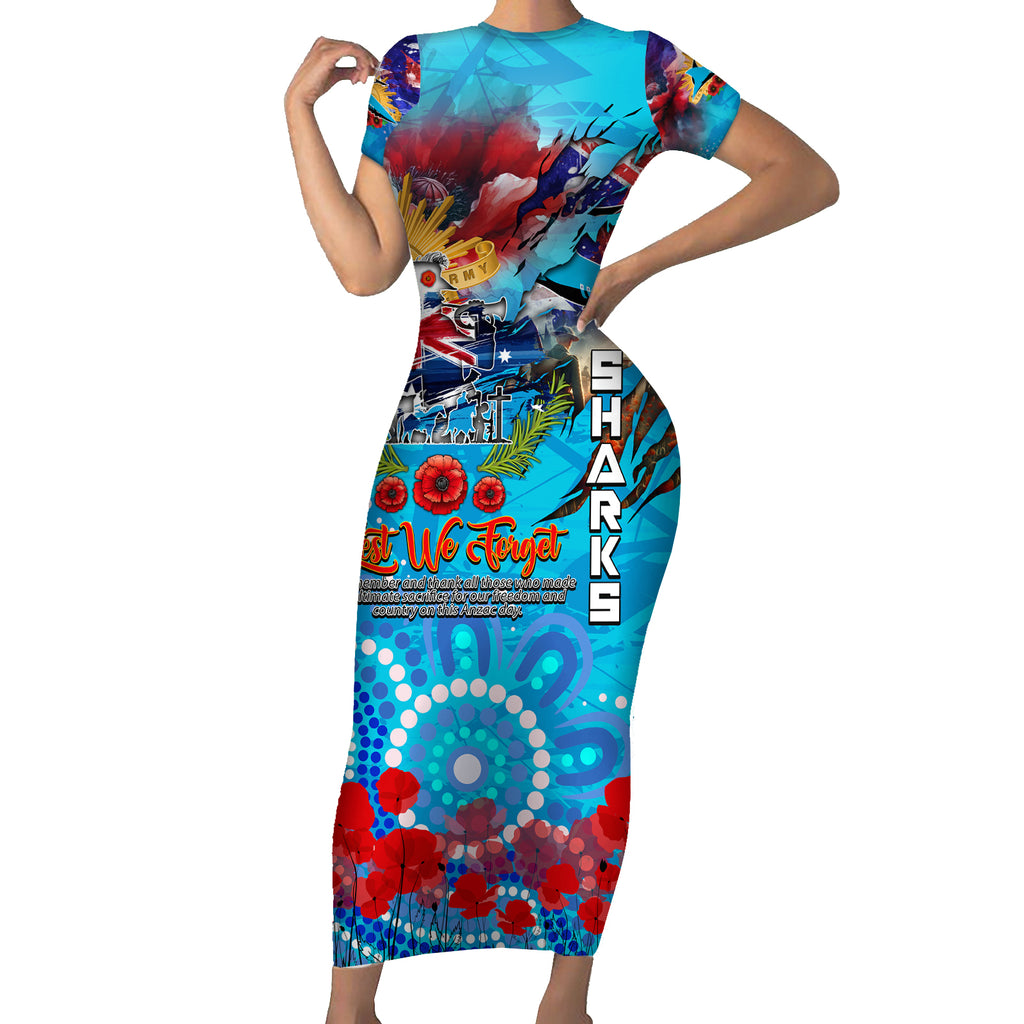 Personalised Australia Rugby Sharks ANZAC Short Sleeve Bodycon Dress Cronulla-Sutherland Scratch Style