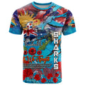 Personalised Australia Rugby Sharks ANZAC T Shirt Cronulla-Sutherland Scratch Style