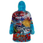 Personalised Australia Rugby Sharks ANZAC Wearable Blanket Hoodie Cronulla-Sutherland Scratch Style