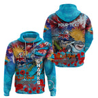 Personalised Australia Rugby Sharks ANZAC Zip Hoodie Cronulla-Sutherland Scratch Style