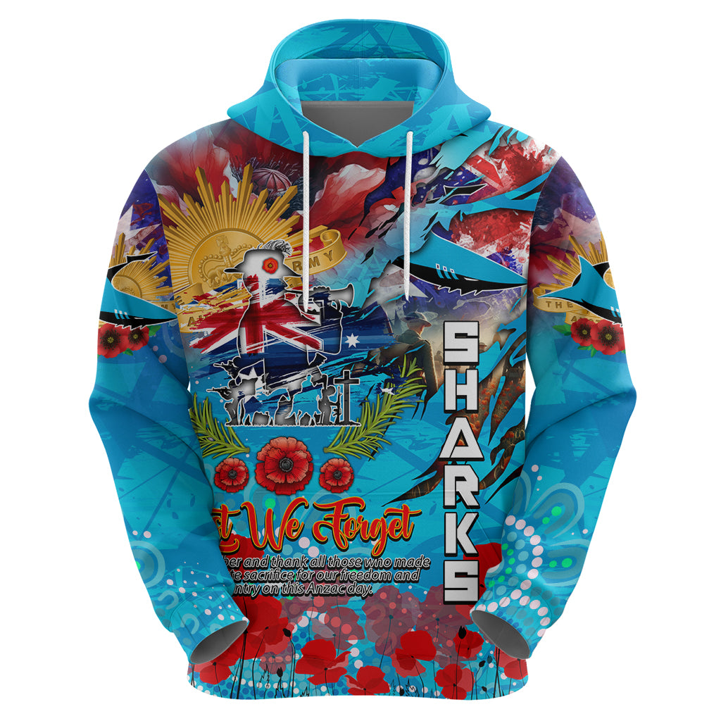 Personalised Australia Rugby Sharks ANZAC Zip Hoodie Cronulla-Sutherland Scratch Style
