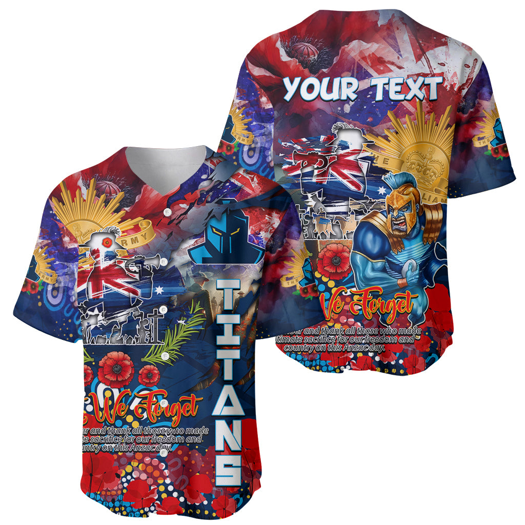 Personalised Australia Rugby Titans ANZAC Baseball Jersey Gold Coast Scratch Style