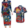 Personalised Australia Rugby Titans ANZAC Couples Matching Long Sleeve Bodycon Dress and Hawaiian Shirt Gold Coast Scratch Style