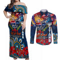 Personalised Australia Rugby Titans ANZAC Couples Matching Off Shoulder Maxi Dress and Long Sleeve Button Shirt Gold Coast Scratch Style