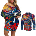 Personalised Australia Rugby Titans ANZAC Couples Matching Off Shoulder Short Dress and Long Sleeve Button Shirt Gold Coast Scratch Style