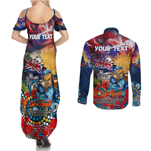 Personalised Australia Rugby Titans ANZAC Couples Matching Summer Maxi Dress and Long Sleeve Button Shirt Gold Coast Scratch Style