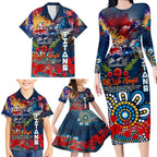 Personalised Australia Rugby Titans ANZAC Family Matching Long Sleeve Bodycon Dress and Hawaiian Shirt Gold Coast Scratch Style