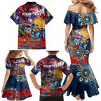 Personalised Australia Rugby Titans ANZAC Family Matching Mermaid Dress and Hawaiian Shirt Gold Coast Scratch Style