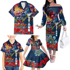 Personalised Australia Rugby Titans ANZAC Family Matching Off The Shoulder Long Sleeve Dress and Hawaiian Shirt Gold Coast Scratch Style